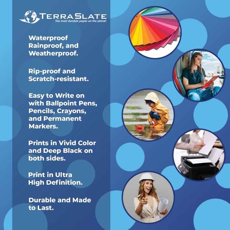 TerraSlate Paper 5 MIL 8.5" x 14" Waterproof Laser Printer/Copy Paper 50 Sheets - Image 3